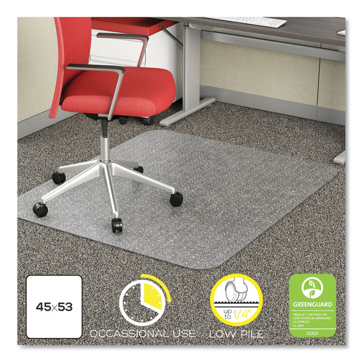 EconoMat Occasional Use Chair Mat for Low Pile Carpet, 45 x 53, Rectangular, Clear