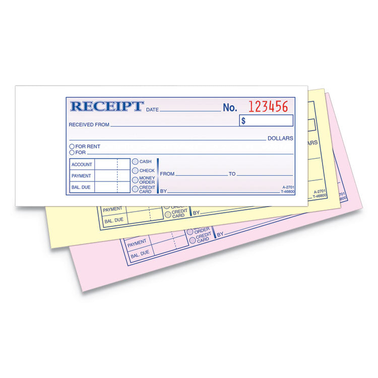 Receipt Book, Three-Part Carbonless, 2.75 x 7.19, 50 Forms Total Receipt Book, Three-Part Carbonless, 2.75 x 7.19, 50 Forms Total
