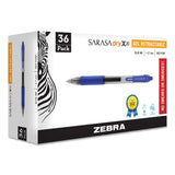 Sarasa Dry Gel X20 Gel Pen, Retractable, Medium 0.7 mm, Blue Ink, Clear/Blue Barrel, 36/Pack