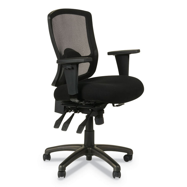 Alera Etros Series Mesh Mid-Back Petite Multifunction Chair, Supports Up to 275 lb, 17.16" to 20.86" Seat Height, Black