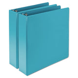 Earths Choice Plant-Based Durable Fashion View Binder, 3 Rings, 2" Capacity, 11 x 8.5, Turquoise, 2/Pack