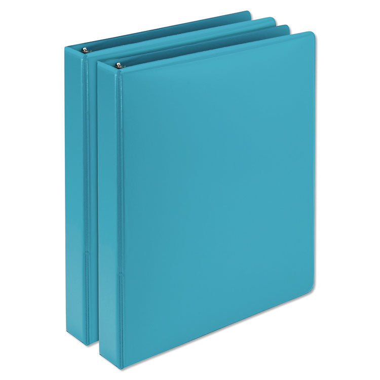 Earths Choice Plant-Based Durable Fashion View Binder, 3 Rings, 1" Capacity, 11 x 8.5, Turquoise, 2/Pack