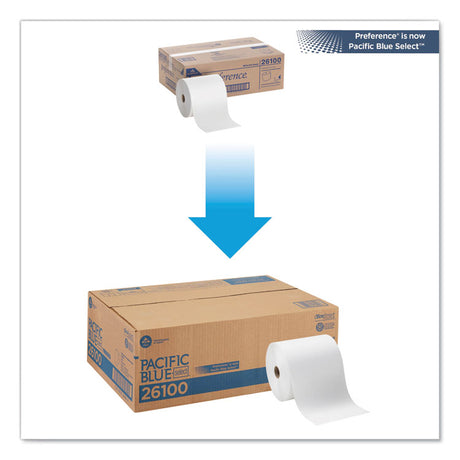 Pacific Blue Basic  Nonperf Paper Towels, 1-Ply, 7.78 x 1,000 ft, White, 6 Rolls/Carton