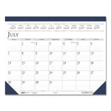 Recycled Academic Desk Pad Calendar, 18.5 x 13, White/Blue Sheets, Blue Binding/Corners, 14-Month (July to Aug): 2024 to 2025