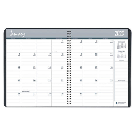 Recycled Two Year Monthly Planner with Expense Logs, 8.75 x 6.88, Black Cover, 24-Month: Jan 2025 to Dec 2026