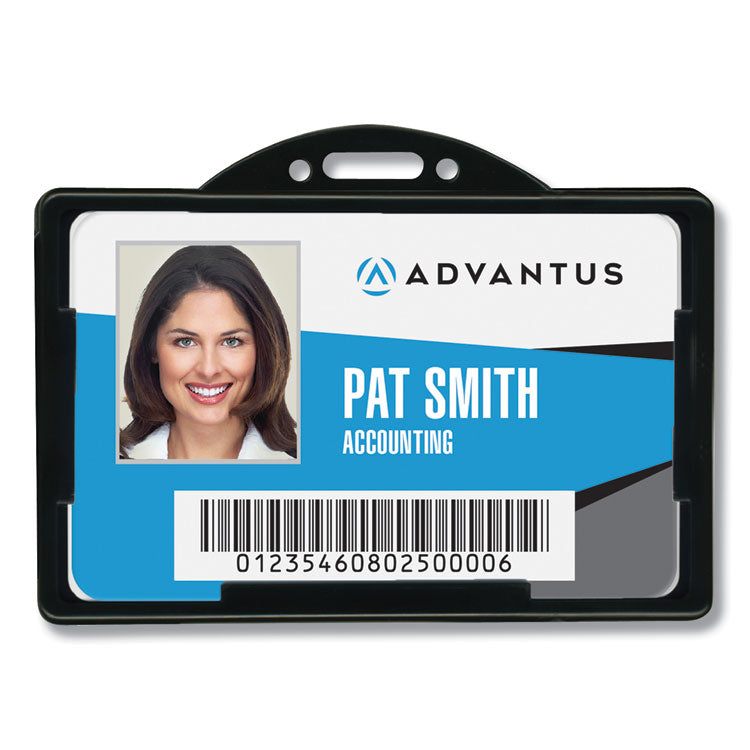 ID Card Holders, Horizontal, Black 3.68" x 2.38" Holder, 3.38" x 2.13" Insert, 25/Pack