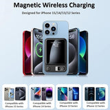 Slim Portable 22.5W Fast Charging 10000mAh Power Bank 15W Magnetic Wireless Mobile Charger for Smartphones w/ LED Display (Black)