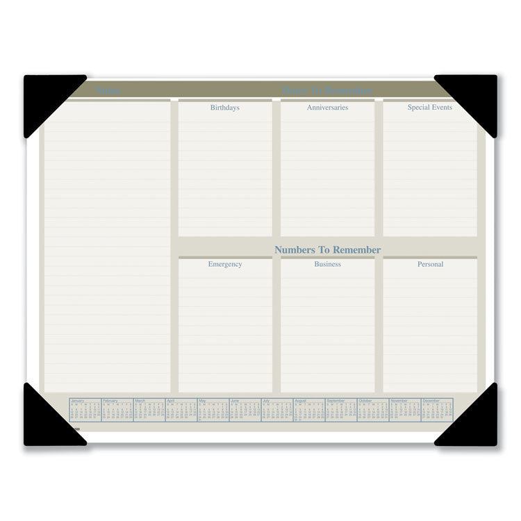 Executive Monthly Desk Pad Calendar, 22 x 17, White Sheets, Black Corners, 12-Month (Jan to Dec): 2025