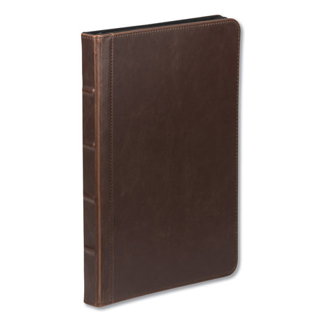 Vintage Hardback Zipper Portfolio, Vinyl, Dark Brown, 11 x 8.5