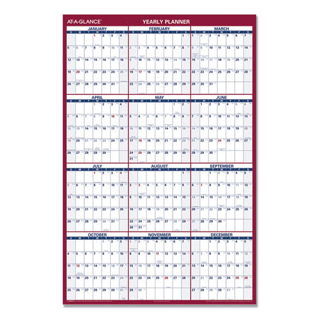 Erasable Vertical/Horizontal Wall Planner, 32 x 48, White/Blue/Red Sheets, 12-Month (Jan to Dec): 2025