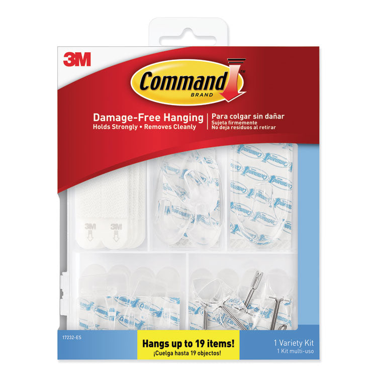 Clear Hooks and Strips, Assorted Sizes, Plastic, 0.05 lb  2 lb  4-16 lb Capacities, 16 Picture Strips/15 Hooks/22 Strips/Pack