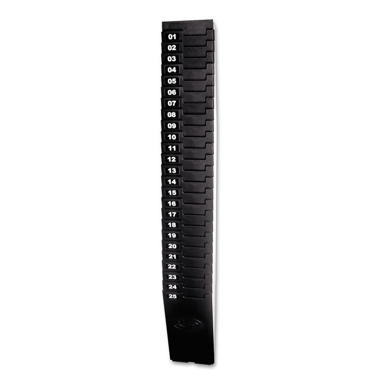 Time Card Rack for 7" Cards, 25 Pockets, ABS Plastic, Black