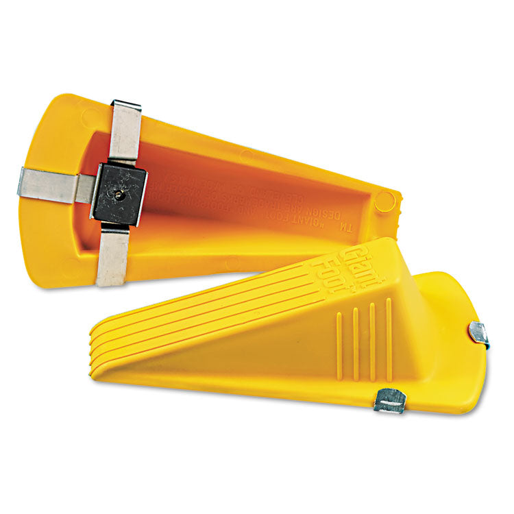 Giant Foot Magnetic Doorstop, No-Slip Rubber Wedge, 3.5w x 6.75d x 2h, Yellow