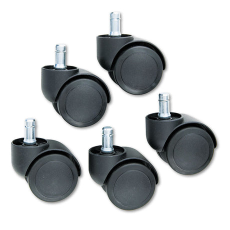 Safety Casters, Oversized Neck, Grip Ring Type B Stem, 2  Soft Polyurethane Wheel, Matte Black, 5/Set