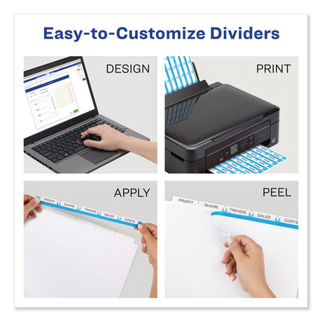 Print and Apply Index Maker Clear Label Dividers, 5-Tab, Color Tabs, 11 x 8.5, White, Traditional Color Tabs, 5 Sets