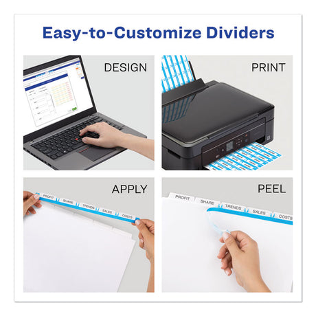 Print and Apply Index Maker Clear Label Unpunched Dividers, 5-Tab, 11 x 8.5, White, 25 Sets