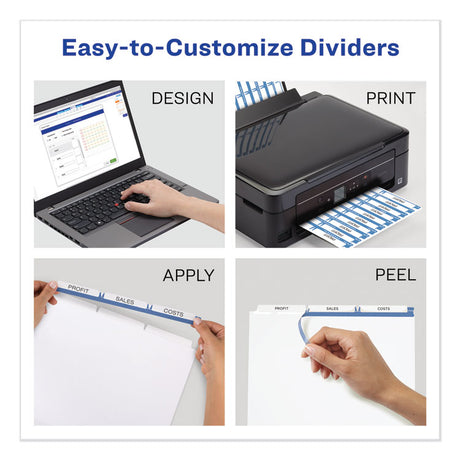 Print and Apply Index Maker Clear Label Unpunched Dividers, 3-Tab, 11 x 8.5, White, 25 Sets