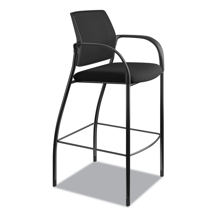 Ignition 2.0 Ilira-Stretch Mesh Back Cafe Height Stool, Supports Up to 300 lb, 31" High Seat, Black Seat/Back, Black Base