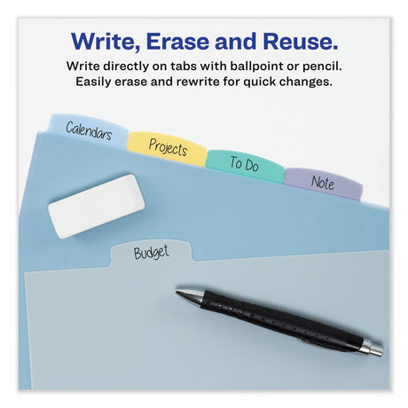 Write and Erase Big Tab Durable Plastic Dividers, 3-Hole Punched, 5-Tab, 11 x 8.5, Assorted, 1 Set