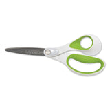 CarboTitanium Bonded Scissors, 8" Long, 3.25" Cut Length, White/Green Straight Handle