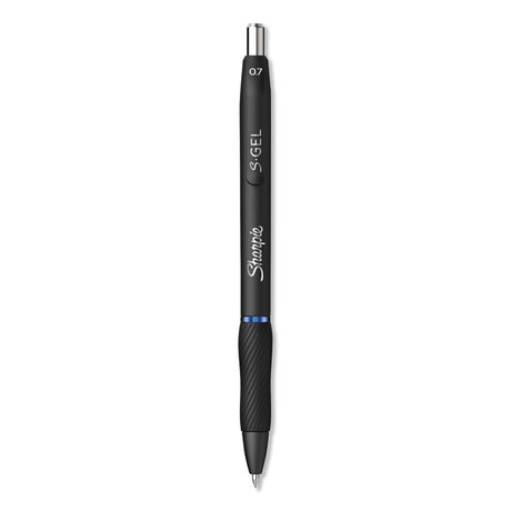 S-Gel High-Performance Gel Pen, Retractable, Medium 0.7 mm, Blue Ink, Black Barrel, Dozen