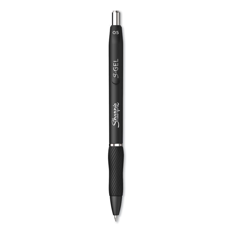 S-Gel High-Performance Gel Pen, Retractable, Fine 0.5 mm, Black Ink, Black Barrel, Dozen