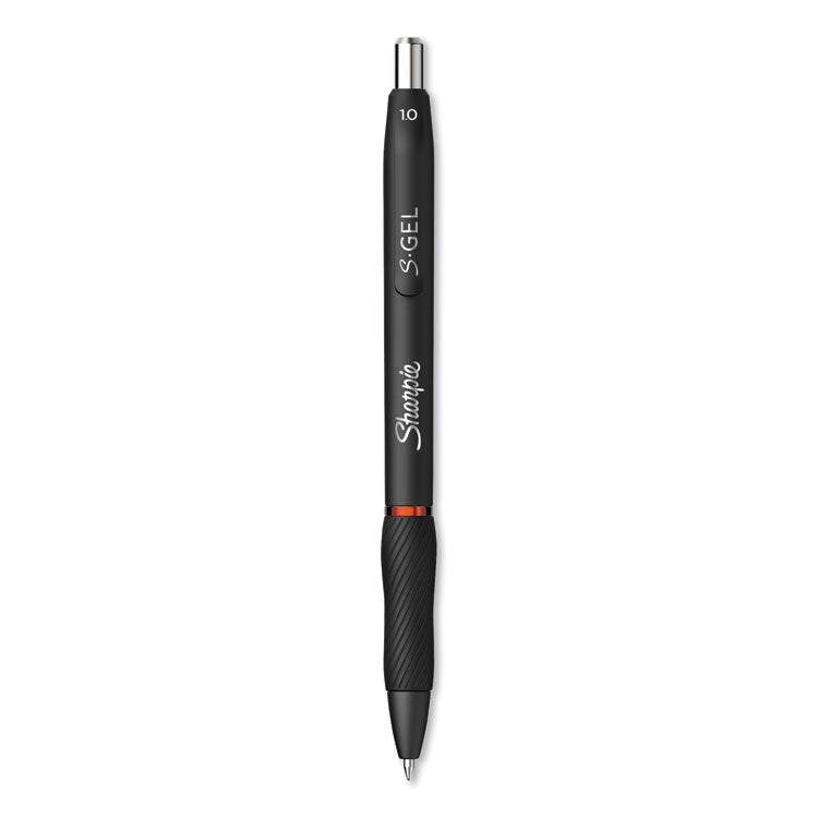 S-Gel High-Performance Gel Pen, Retractable, Bold 1 mm, Red Ink, Black Barrel, Dozen