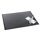 Desk Pad with Transparent Lift-Top Overlay and Antimicrobial Protection, 31" x 20", Black Pad, Transparent Frost Overlay