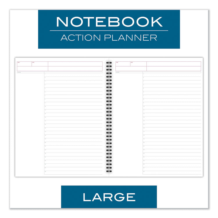 Wirebound Guided Action Planner Notebook, 1-Subject, Project-Management Format, Dark Gray Cover, (80) 11 x 8.5 Sheets