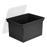 Plastic File Tote, Letter/Legal Files, 18.5" x 14.25" x 10.88", Black/Clear