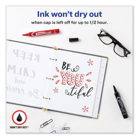MARKS A LOT Regular Desk-Style Permanent Marker Value Pack, Broad Chisel Tip, Assorted Colors, 24/Pack (98187)
