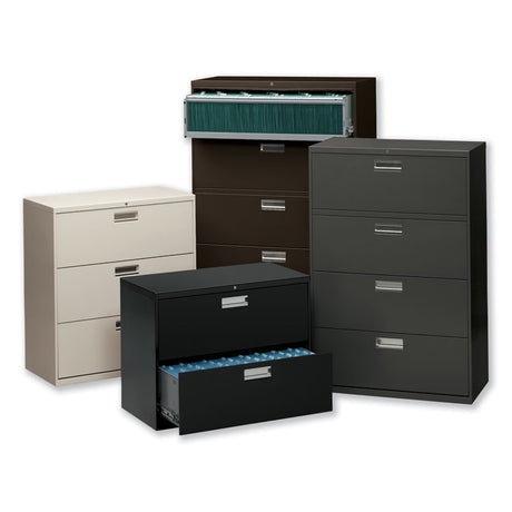Brigade 600 Series Lateral File, 4 Legal/Letter-Size File Drawers, 1 Roll-Out File Shelf, Putty, 36" x 18" x 64.25"