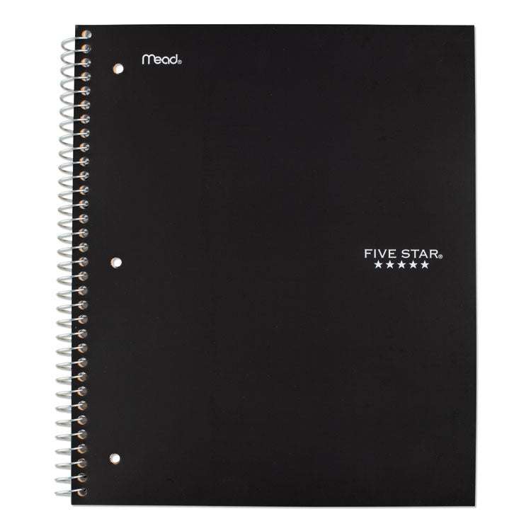 Wirebound Notebook with Two Pockets, 1-Subject, Medium/College Rule, Black Cover, (100) 11 x 8.5 Sheets