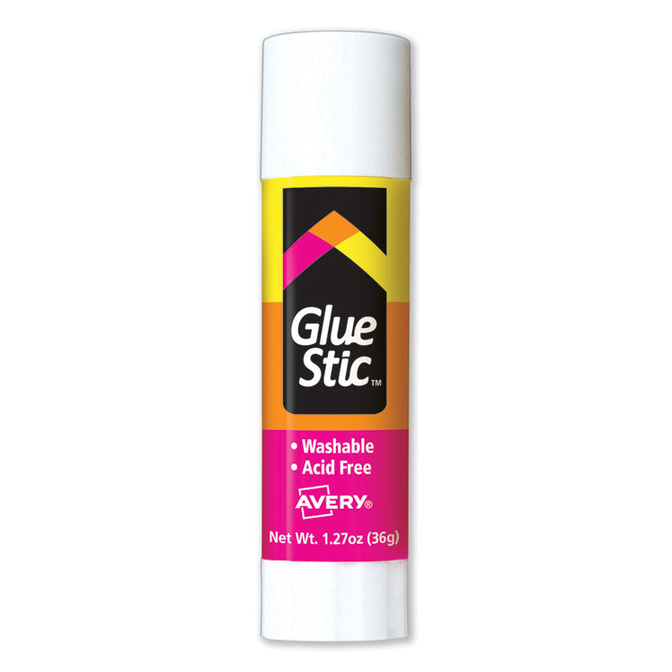 Permanent Glue Stic Value Pack, 1.27 oz, Applies White, Dries Clear, 6/Pack