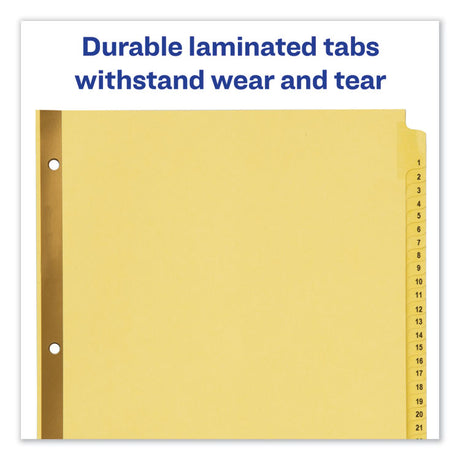 Preprinted Laminated Tab Dividers with Gold Reinforced Binding Edge, 31-Tab, 1 to 31, 11 x 8.5, Buff, 1 Set