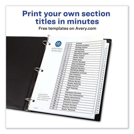 Customizable TOC Ready Index Black and White Dividers, 31-Tab, 1 to 31, 11 x 8.5, 1 Set