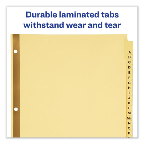 Preprinted Laminated Tab Dividers with Gold Reinforced Binding Edge, 25-Tab, A to Z, 11 x 8.5, Buff, 1 Set