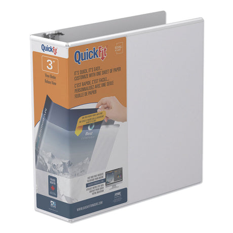 QuickFit Round-Ring View Binder, 3 Rings, 3" Capacity, 11 x 8.5, White