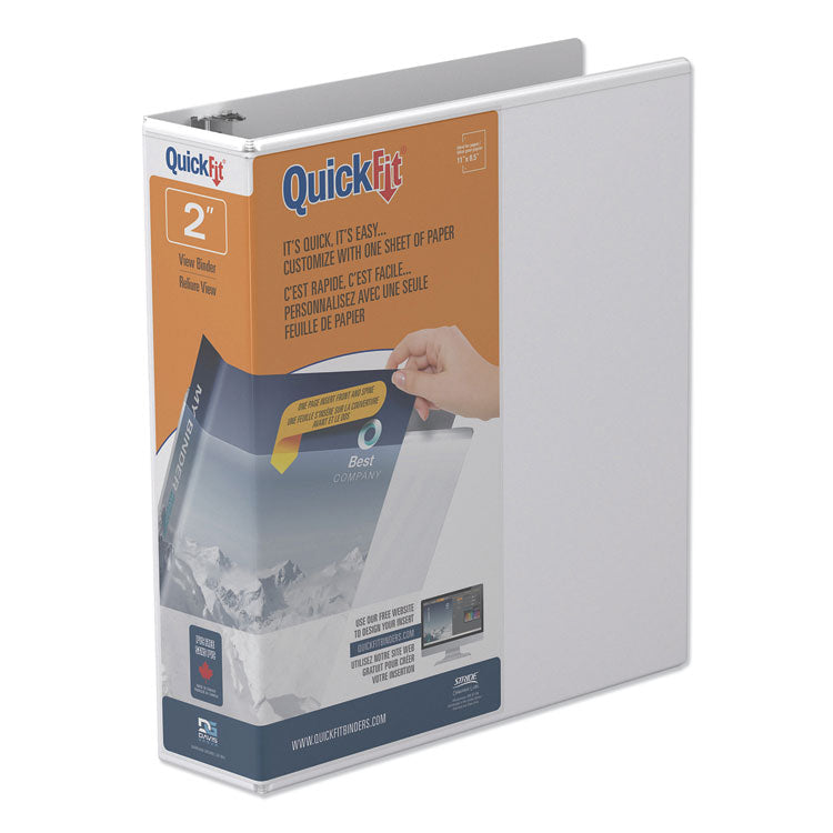 QuickFit Round-Ring View Binder, 3 Rings, 2  Capacity, 11 x 8.5, White