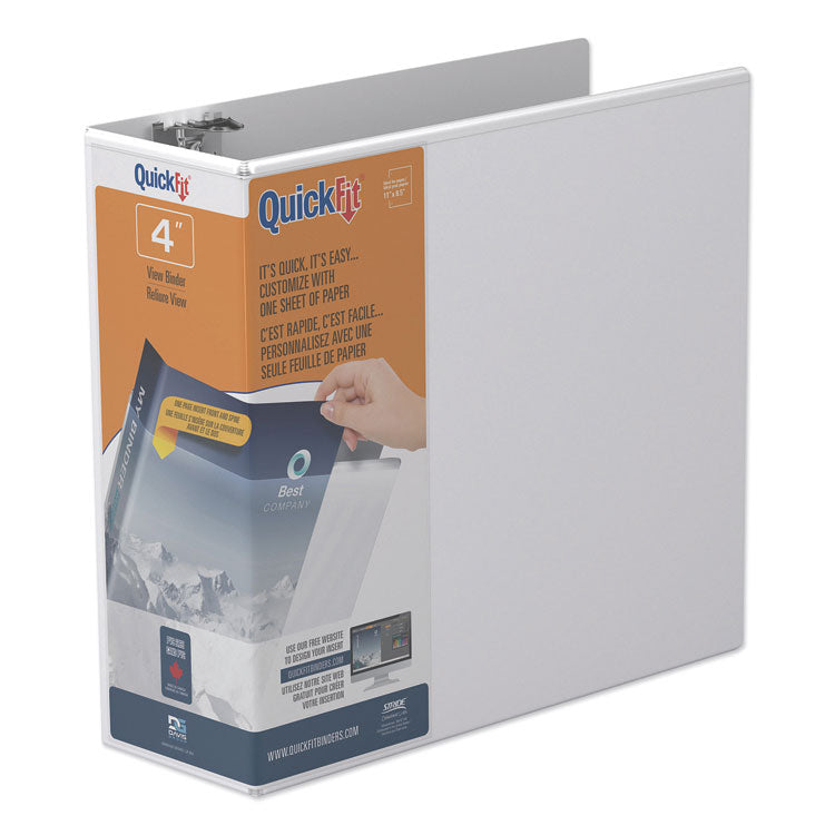 QuickFit D-Ring View Binder, 3 Rings, 4  Capacity, 11 x 8.5, White