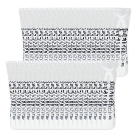 Foam Drink Cups, 12 oz, Squat, White, 1,000/Carton