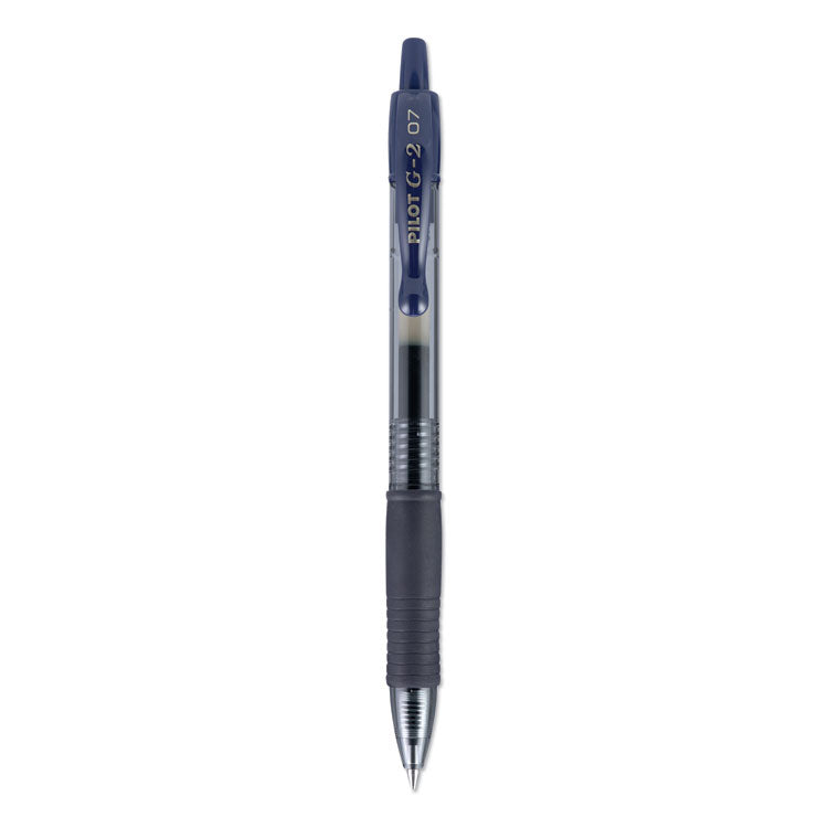 G2 Premium Gel Pen, Retractable, Fine 0.7 mm, Navy Blue Ink, Smoke/Blue Barrel, Dozen