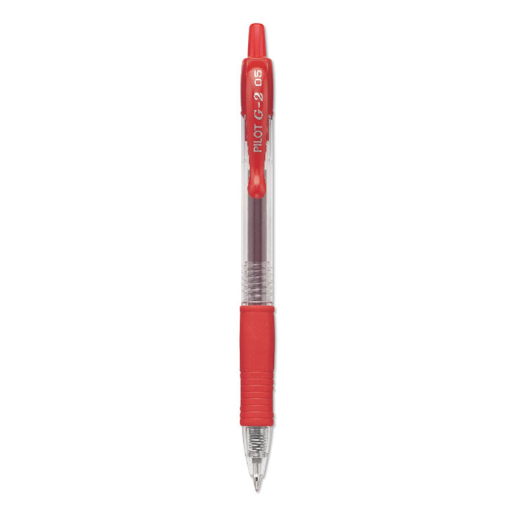 G2 Premium Gel Pen, Retractable, Extra-Fine 0.5 mm, Red Ink, Smoke/Red Barrel, Dozen