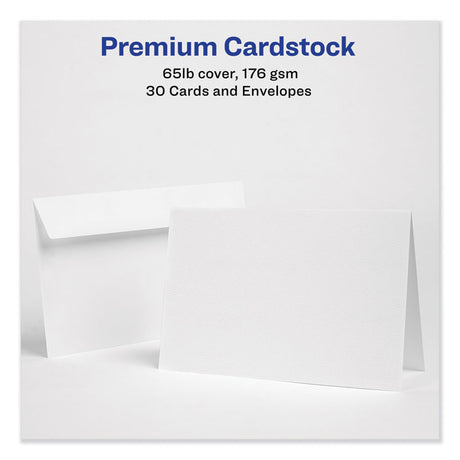 Half-Fold Greeting Cards with Envelopes, Inkjet, 65 lb, 5.5 x 8.5, Textured Uncoated White, 1 Card/Sheet, 30 Sheets/Box