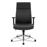 Define Executive High-Back Leather Chair, Supports 250 lb, 17" to 21" Seat Height, Black Seat/Back, Polished Chrome Base