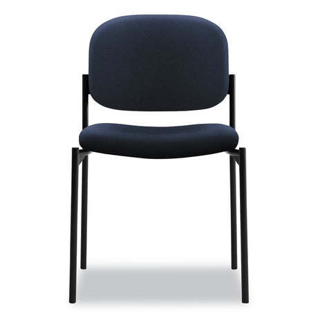 VL606 Stacking Guest Chair without Arms, Fabric Upholstery, 21.25" x 21" x 32.75", Navy Seat, Navy Back, Black Base