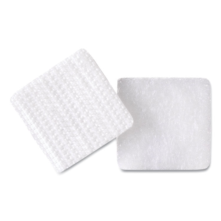 Sticky-Back Fasteners, Removable Adhesive, 0.88" x 0.88", White, 12/Pack