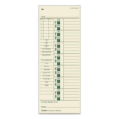 Time Clock Cards, Replacement for 10-800762, Two Sides, 3.5 x 9, 500/Box