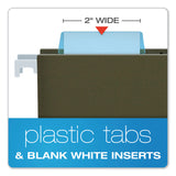 Transparent Colored Tabs For Hanging File Folders, 1/5-Cut, Blue, 2" Wide, 25/Pack