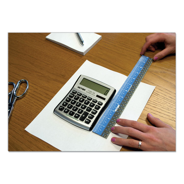 Easy Read Stainless Steel Ruler, Standard/Metric, 12".5 Long, Blue